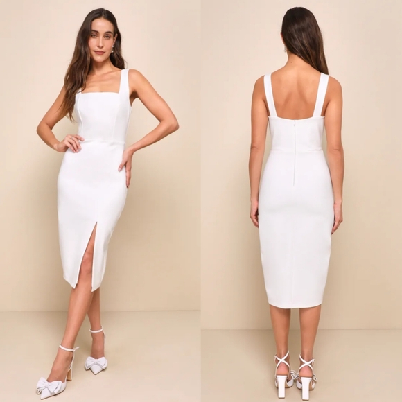 Lulus Dresses & Skirts - Lulus Baby, You're The One White Sleeveless Bodycon Midi Dress M Wedding Party